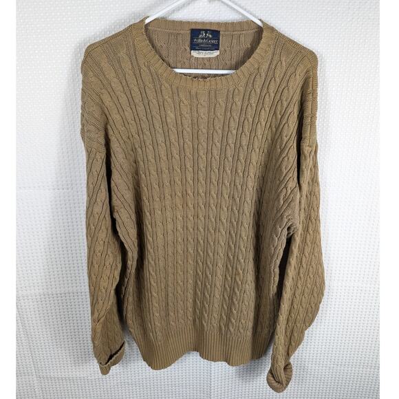 Willis & Geiger XL Cable Knit Sweater Mens Tan 100% Cotton Vintage Hong Kong - Picture 1 of 3